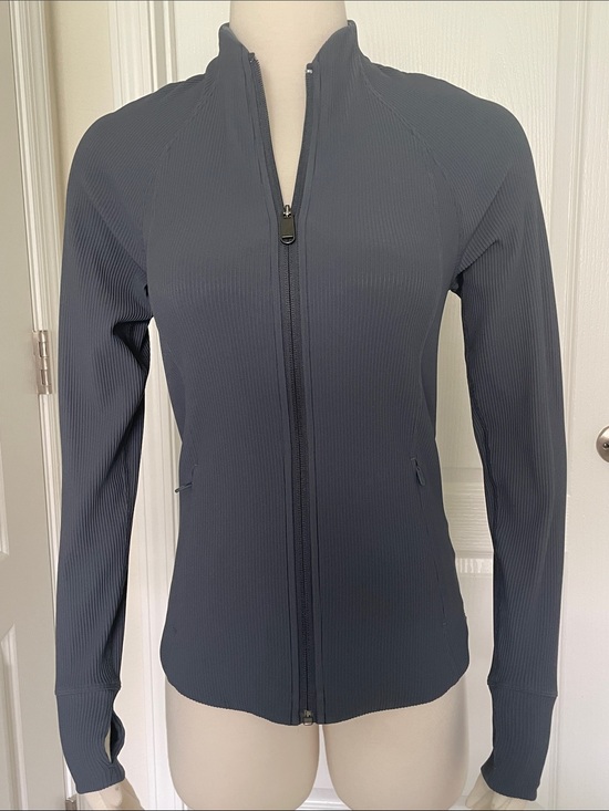 Athleta Jackets & Blazers - NWOT Athleta Salutation Ribbed Full-Zip Jacket in Charcoal Size Small